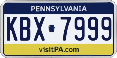 PA license plate KBX7999