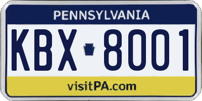 PA license plate KBX8001