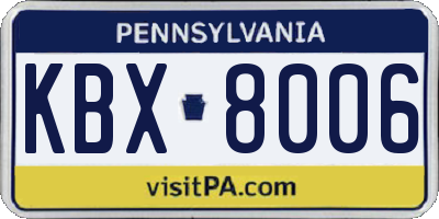 PA license plate KBX8006