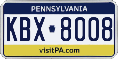 PA license plate KBX8008