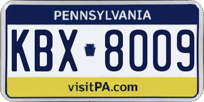 PA license plate KBX8009