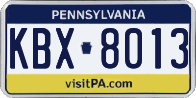 PA license plate KBX8013