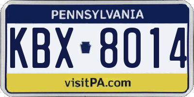 PA license plate KBX8014