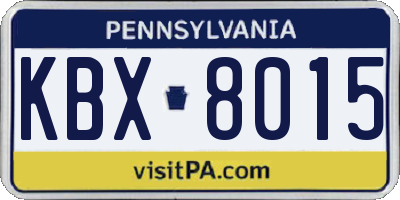PA license plate KBX8015