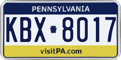 PA license plate KBX8017