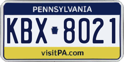 PA license plate KBX8021