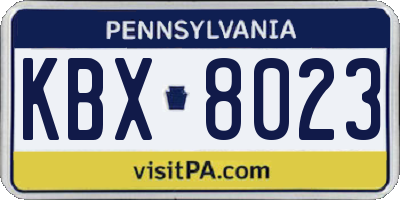 PA license plate KBX8023