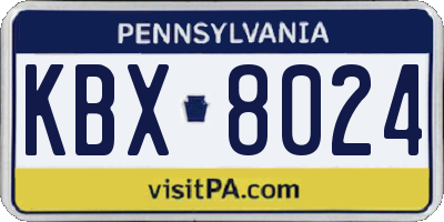 PA license plate KBX8024