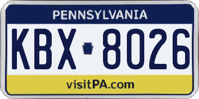 PA license plate KBX8026
