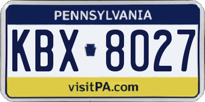 PA license plate KBX8027