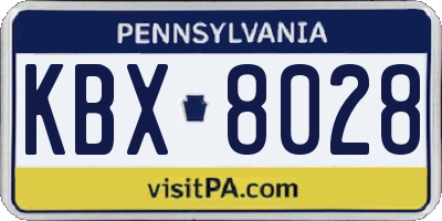 PA license plate KBX8028