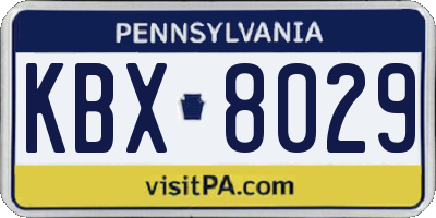 PA license plate KBX8029