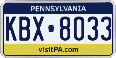 PA license plate KBX8033