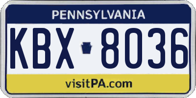 PA license plate KBX8036