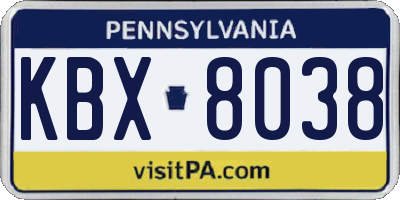 PA license plate KBX8038