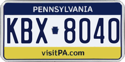 PA license plate KBX8040