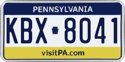 PA license plate KBX8041