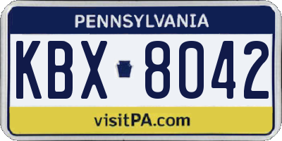 PA license plate KBX8042