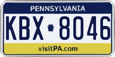 PA license plate KBX8046