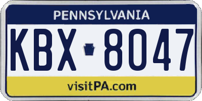 PA license plate KBX8047
