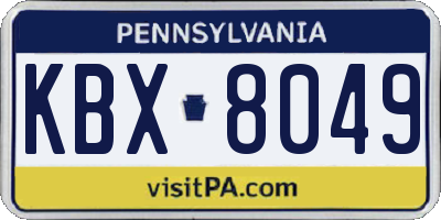 PA license plate KBX8049