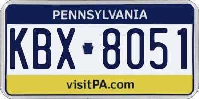 PA license plate KBX8051