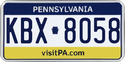 PA license plate KBX8058