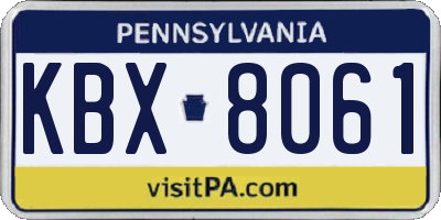 PA license plate KBX8061