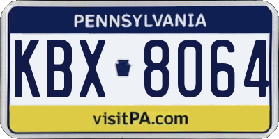 PA license plate KBX8064
