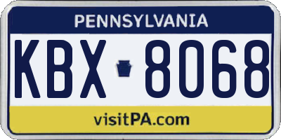 PA license plate KBX8068