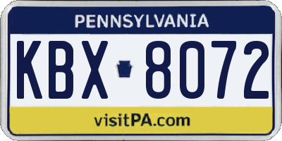 PA license plate KBX8072
