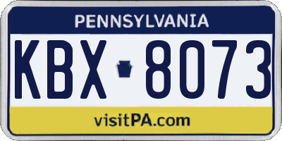 PA license plate KBX8073