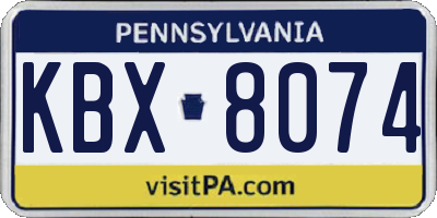 PA license plate KBX8074