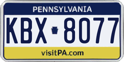 PA license plate KBX8077