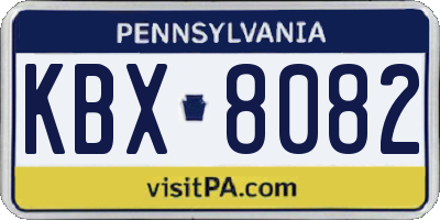 PA license plate KBX8082