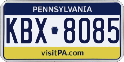 PA license plate KBX8085