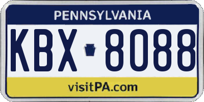 PA license plate KBX8088