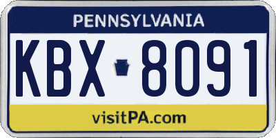 PA license plate KBX8091