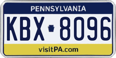 PA license plate KBX8096