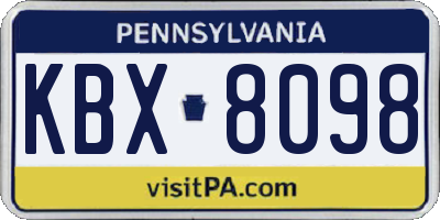 PA license plate KBX8098