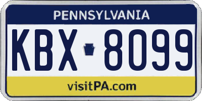 PA license plate KBX8099
