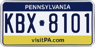 PA license plate KBX8101