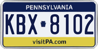 PA license plate KBX8102