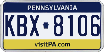 PA license plate KBX8106