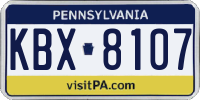 PA license plate KBX8107
