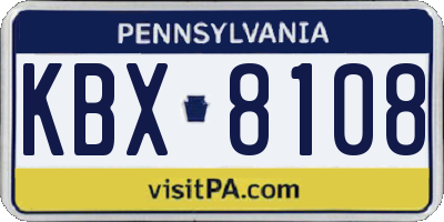 PA license plate KBX8108