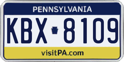 PA license plate KBX8109