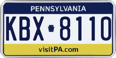PA license plate KBX8110