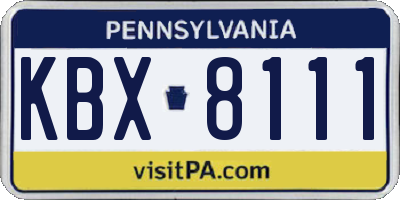 PA license plate KBX8111