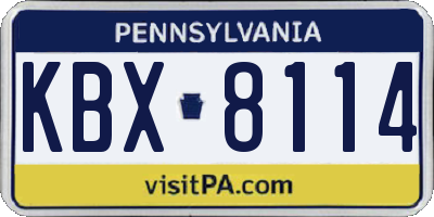 PA license plate KBX8114